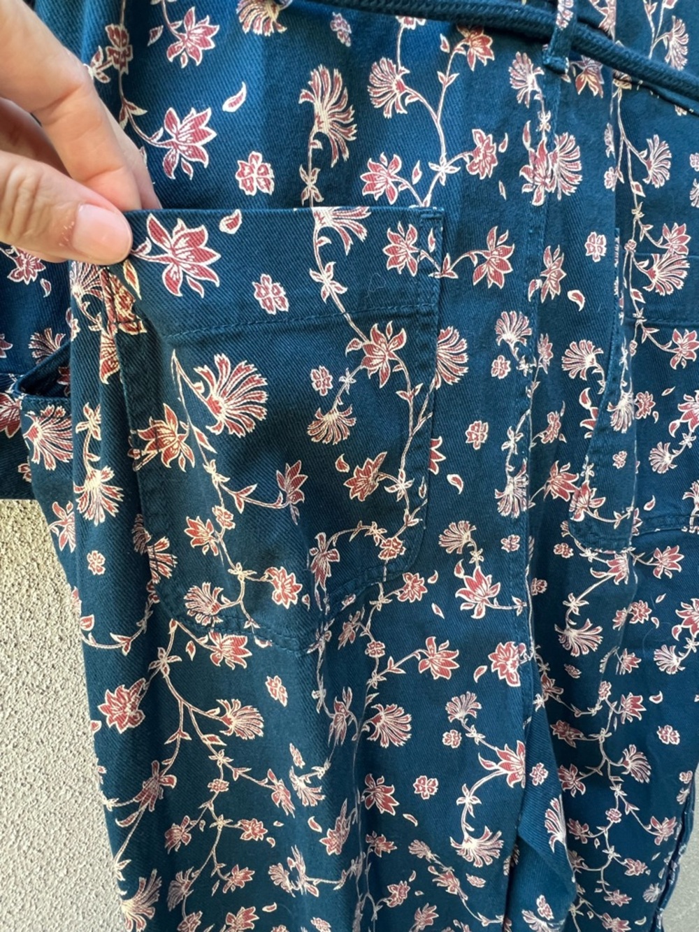 Floral Utility Jumpsuit in Deep Teal - Picture 9 of 11